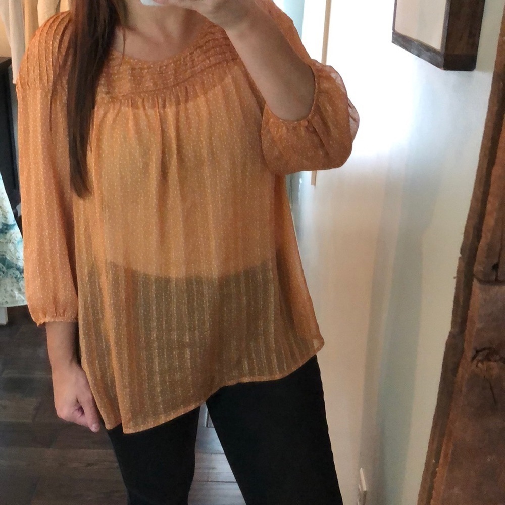 LC Lauren Conrad polka dot romantic blouse